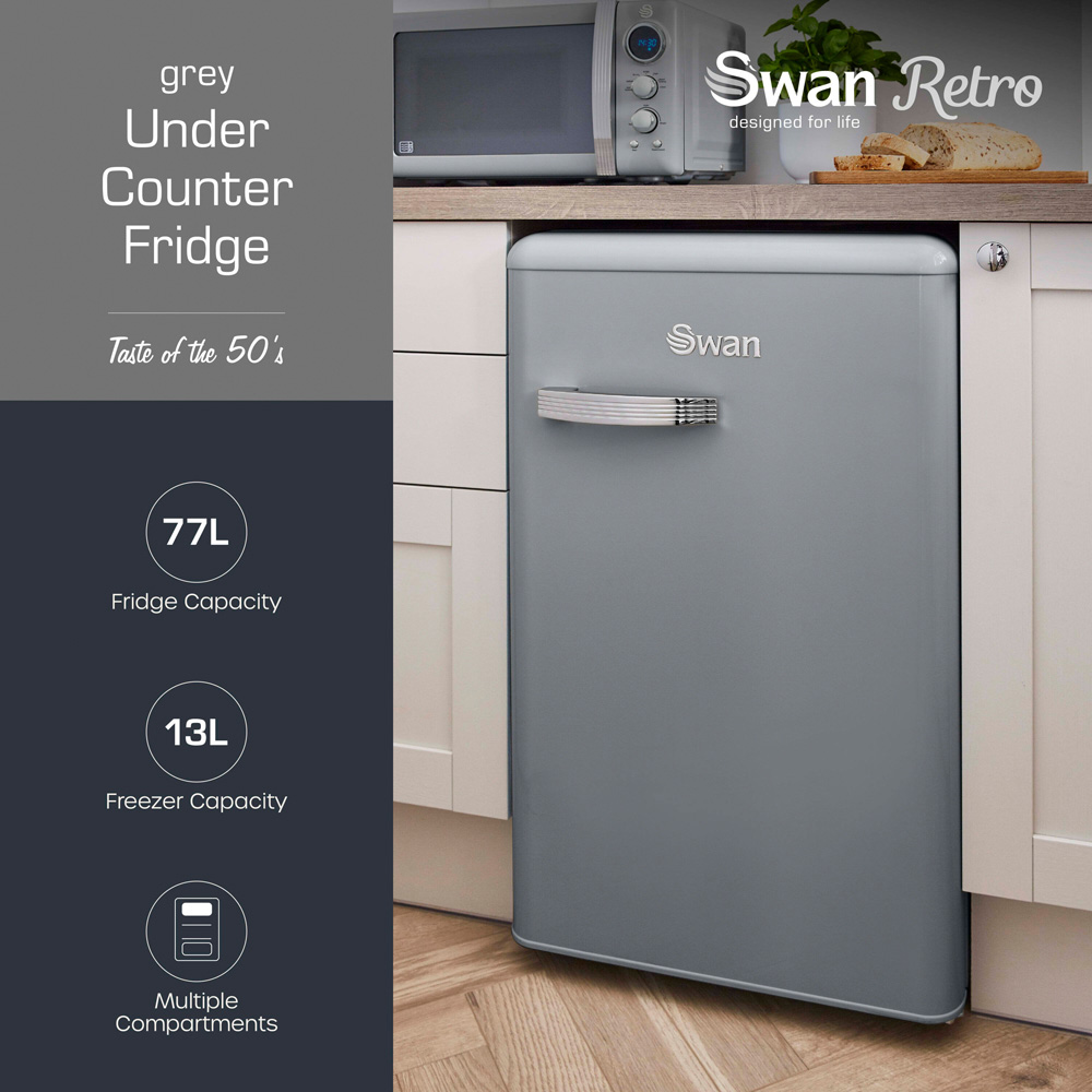 Swan Retro SR11035GRNE Grey 90L Under Counter Fridge Image 2