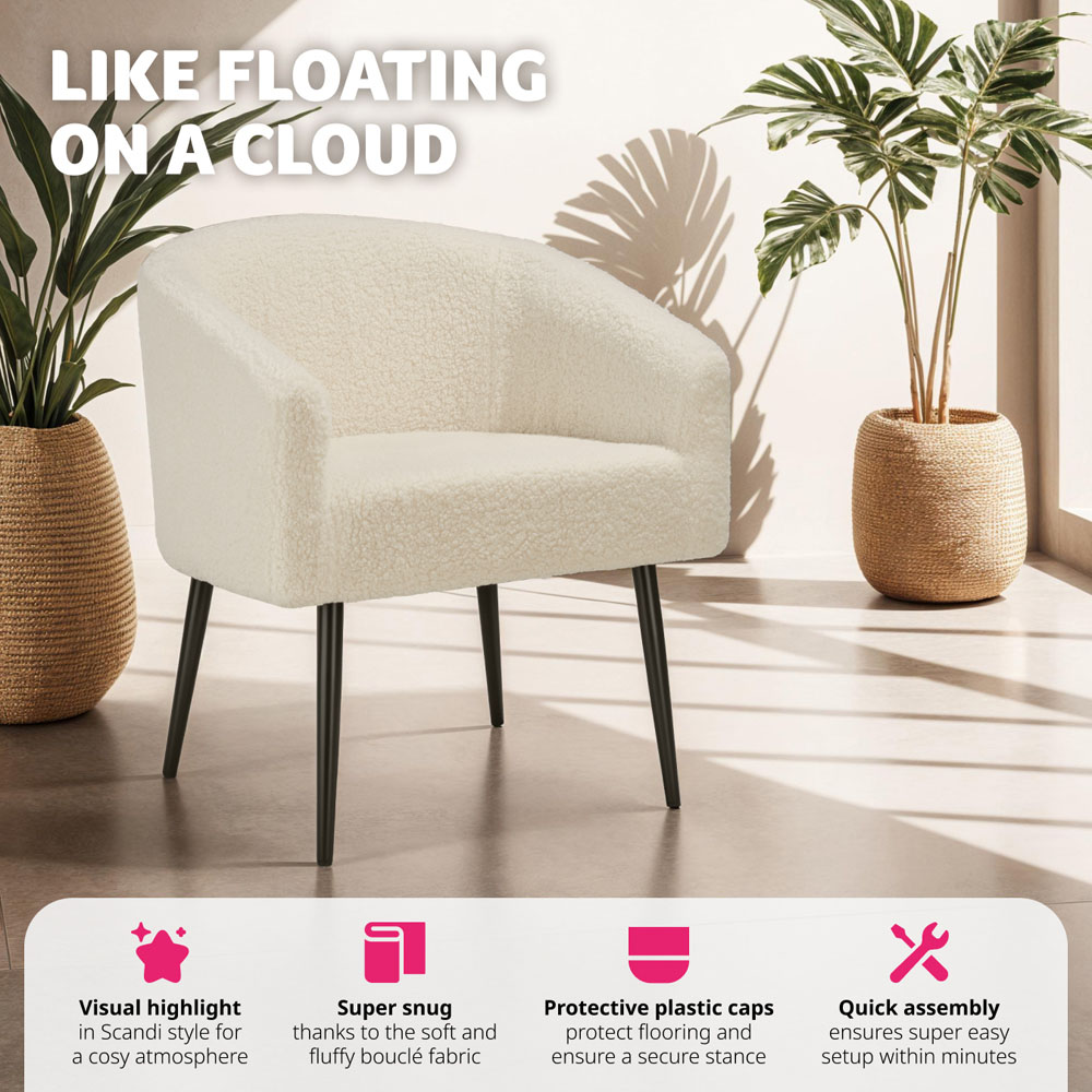 Tectake Mysig Beige Boucle Cover Armchair Image 6