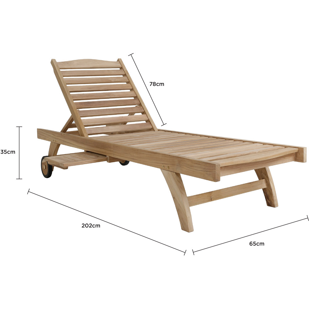 Charles Bentley Premium Teak Sun Lounger Image 9