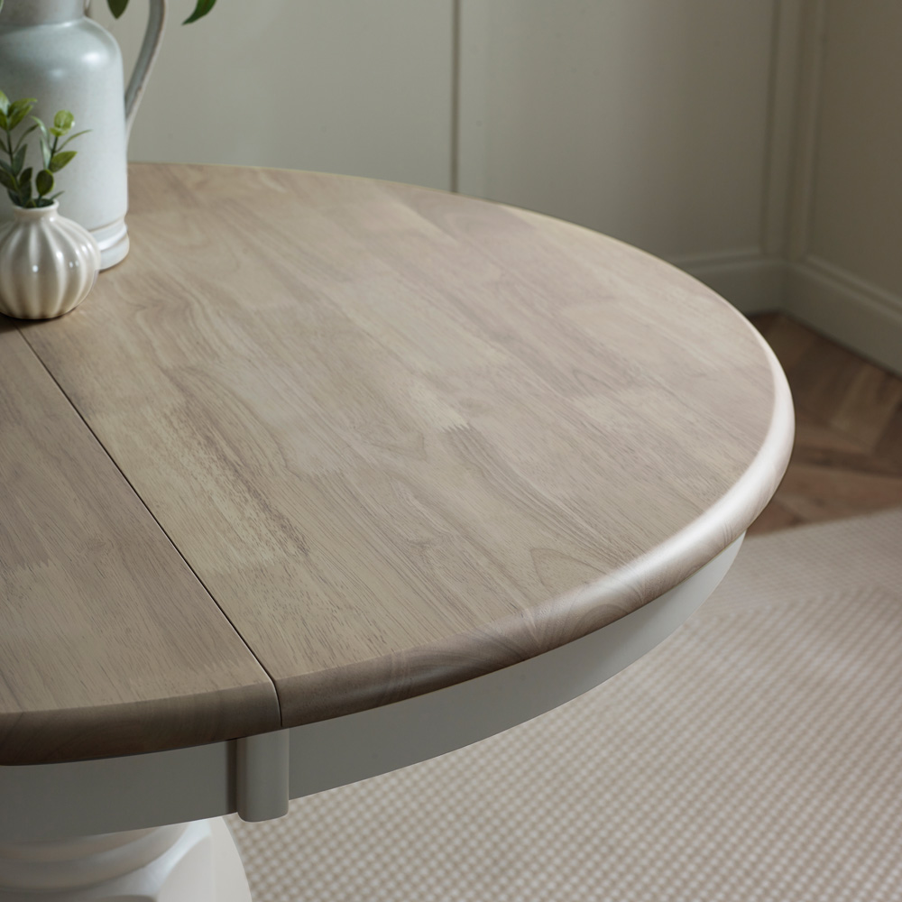 Furniturebox Fowey 6 Seater Wooden Extendable Dining Table Light Grey and Limewash Effect Image 2