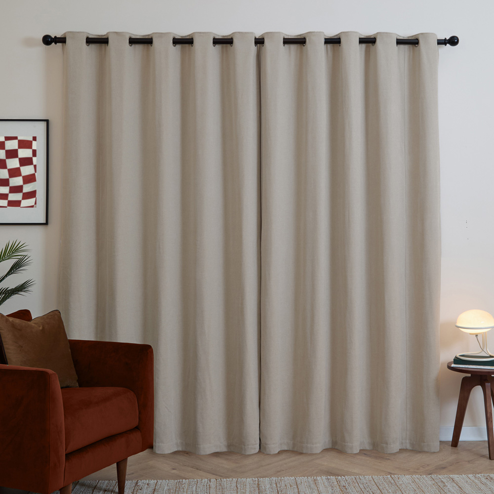 Furn Natural Soft Chenille Blackout Eyelet Curtains 229 x 137cm Image 2