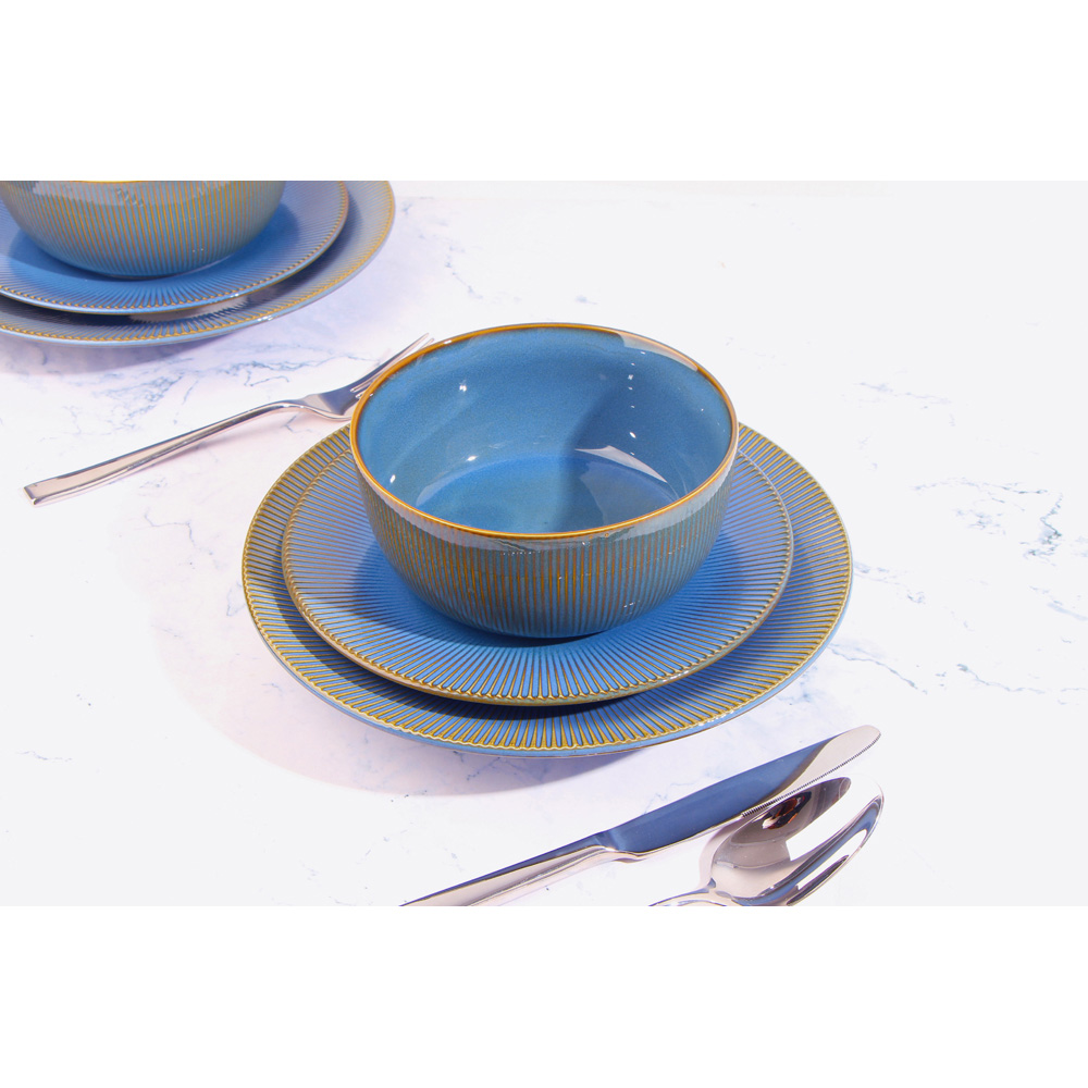 Waterside Reactive Glaze Blue 16 Piece Dinner Set Image 3