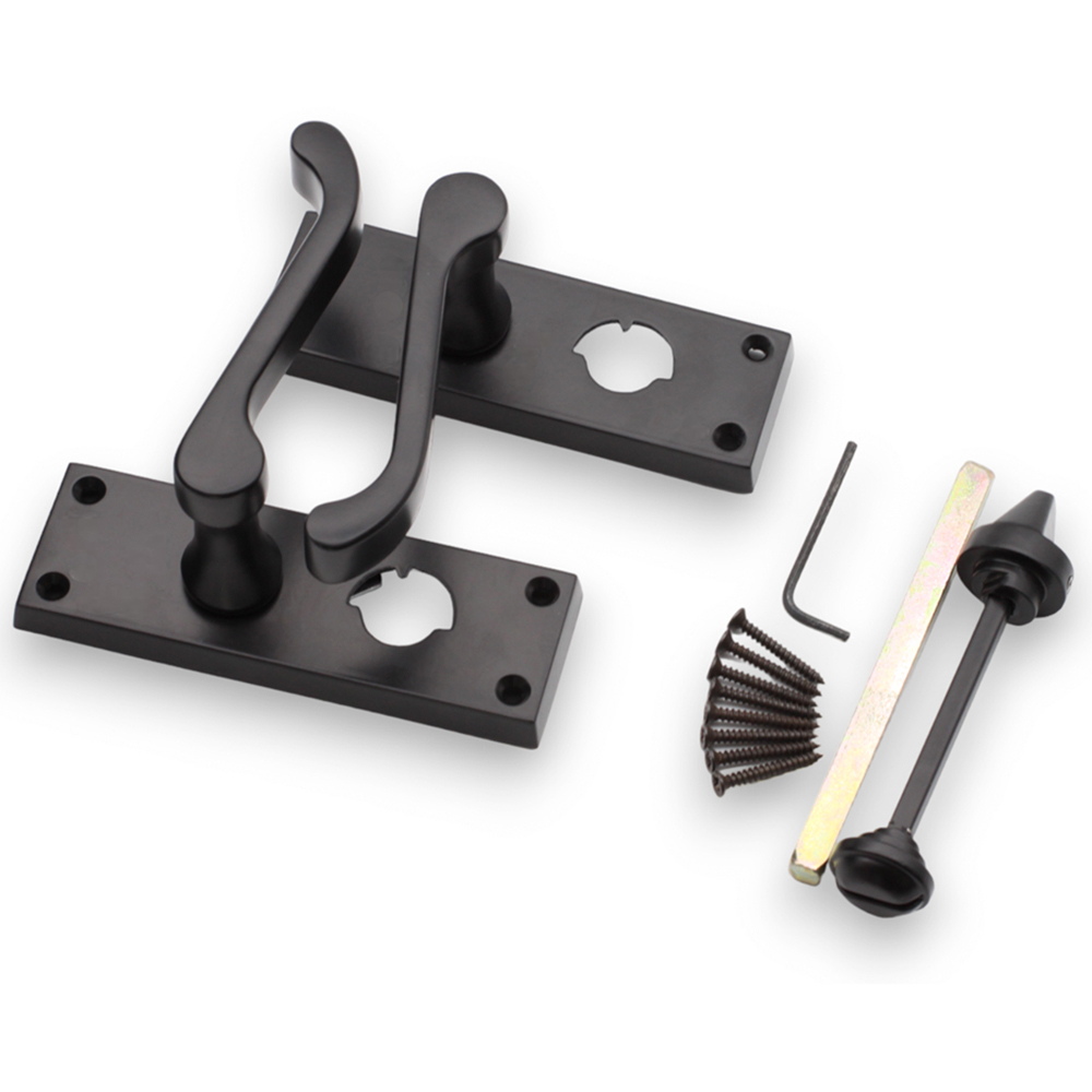 Spira Brass Victorian Matt Black Scroll Privacy Lever Door Handle 2 Pack Image 3