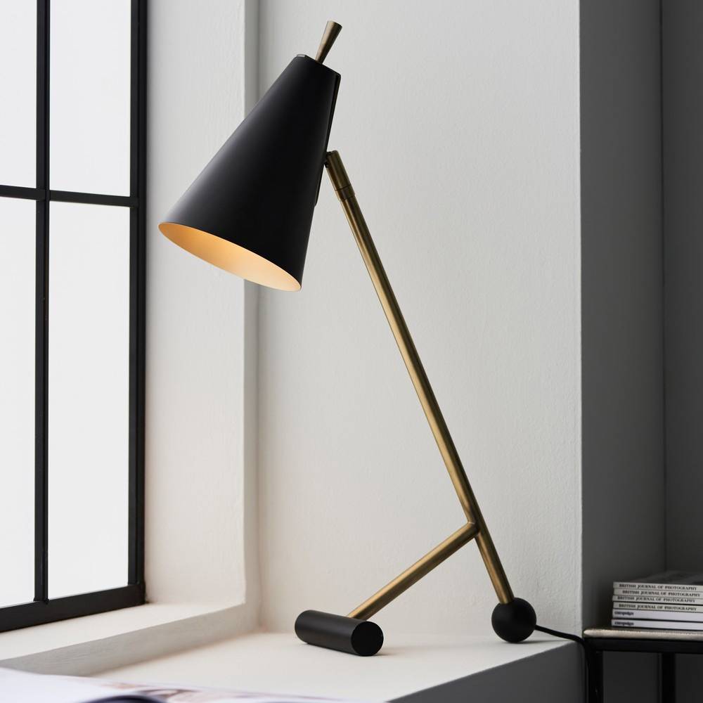 Merano Alta Matt Black Antique Brass Table Lamp Image 6