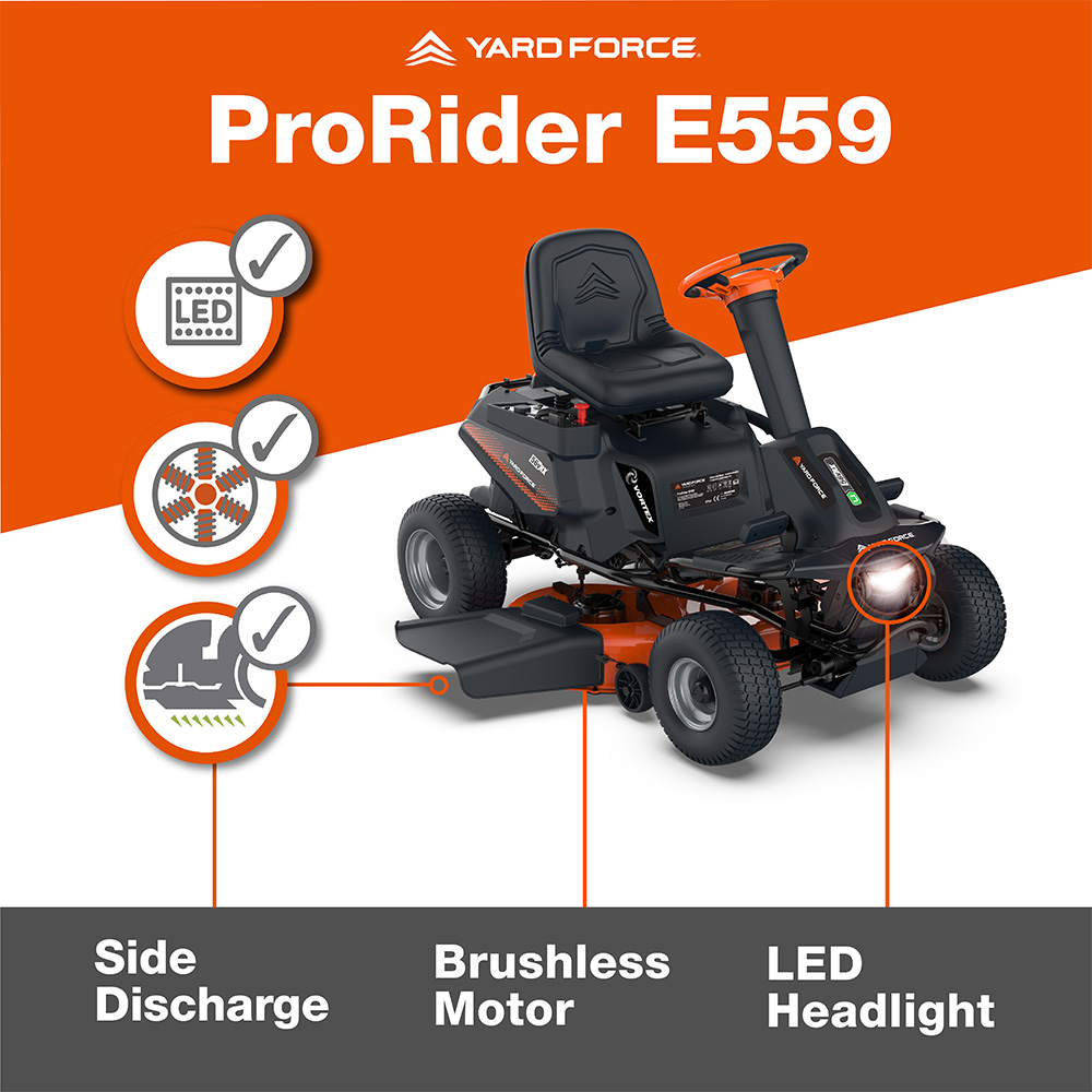 Yard Force ProRider E559 Battery-Powered Ride-on Lawnmower Image 2