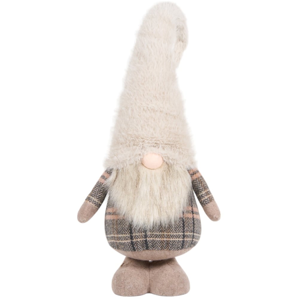 Fluffy Tartan Gonk - Beige Image 1