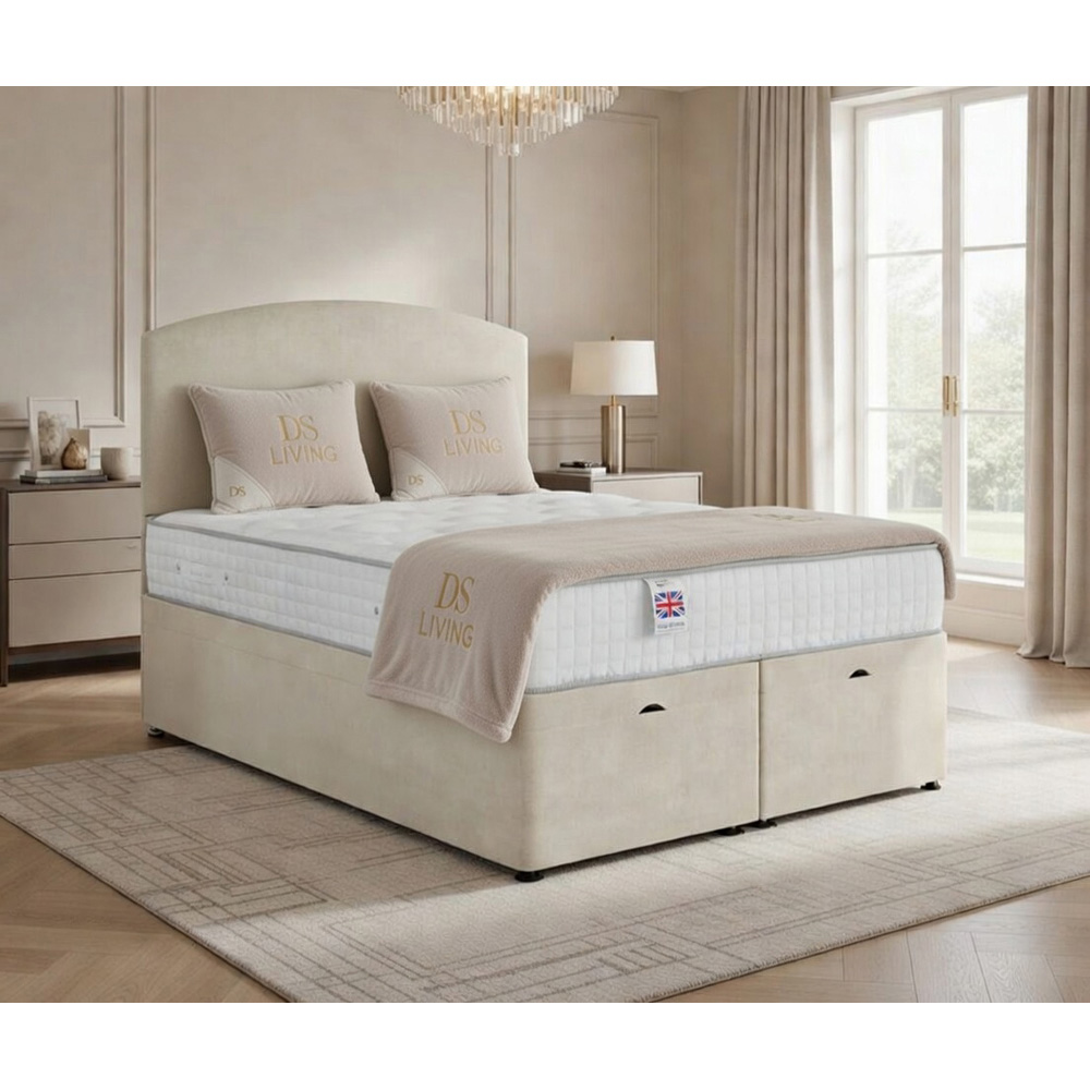 DS Living Opulence King Size Cream Velvet Upholstered Ottoman Bed Image 7