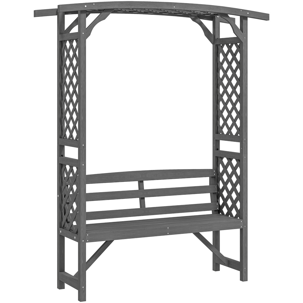 Outsunny Grey Wooden Garden Arbour with Seat Image 2