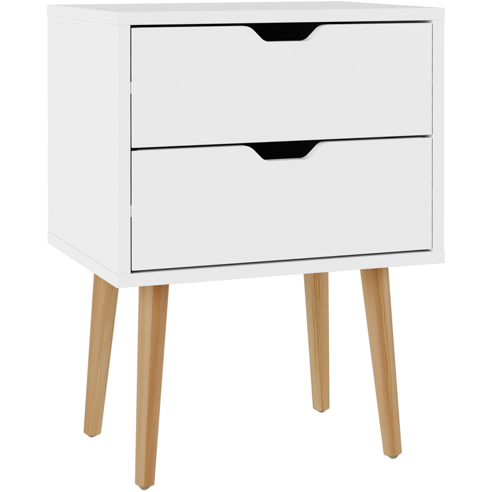 GFW Nyborg 2 Drawer White Bedside Table Image 3