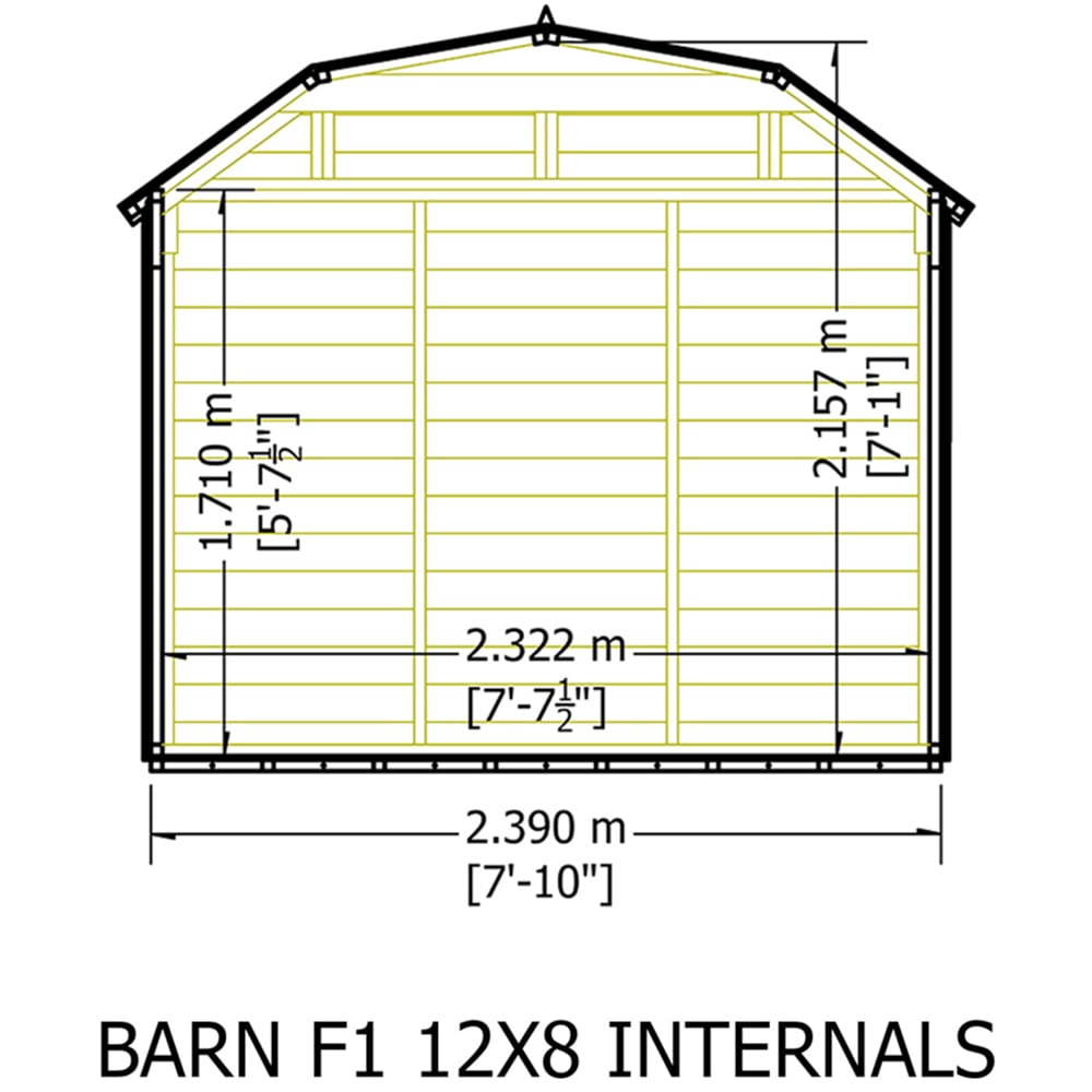 Shire Barn 12 x 8ft Double Door Shiplap Apex Garden Shed Image 6