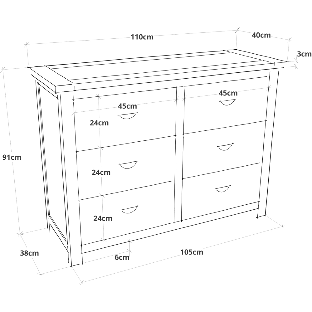 Cabinet Bits Lovere 6 Drawer White Chrome Cup Handle Chest of Drawers Image 9