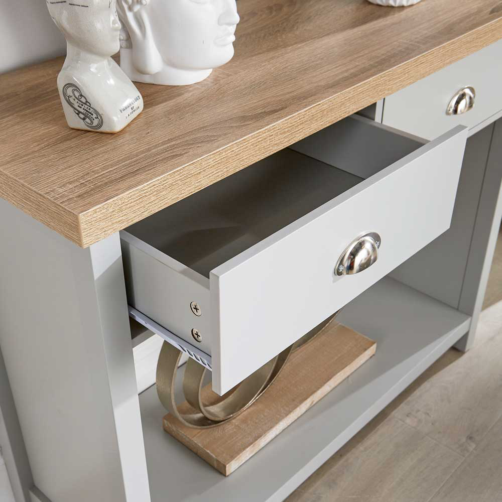 Home Source Avon 2 Drawer Single Shelf Grey Console Table Image 3