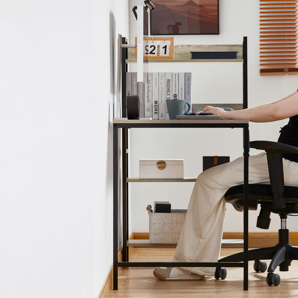Vida Designs Brooklyn Grey Computer Desk with 3 Shelf Image 5