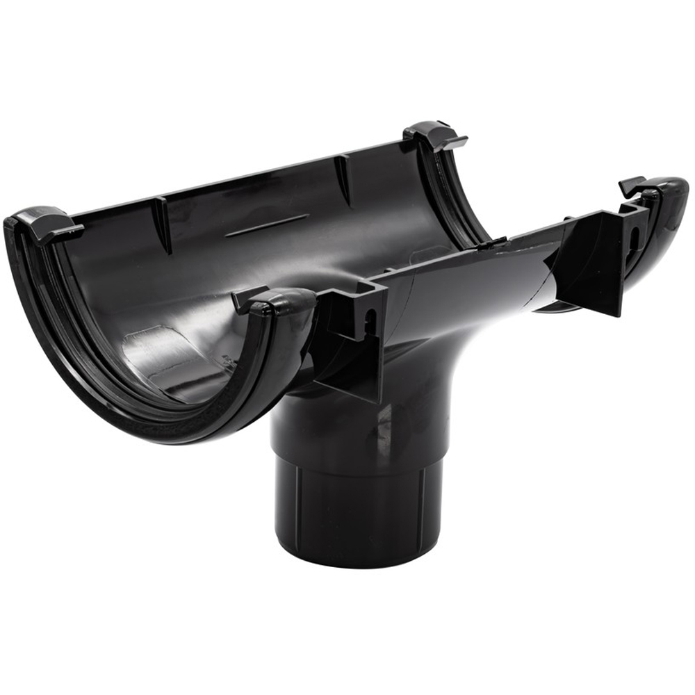 FloPlast Half Round Gutter Running Outlet Black 112mm Image 4