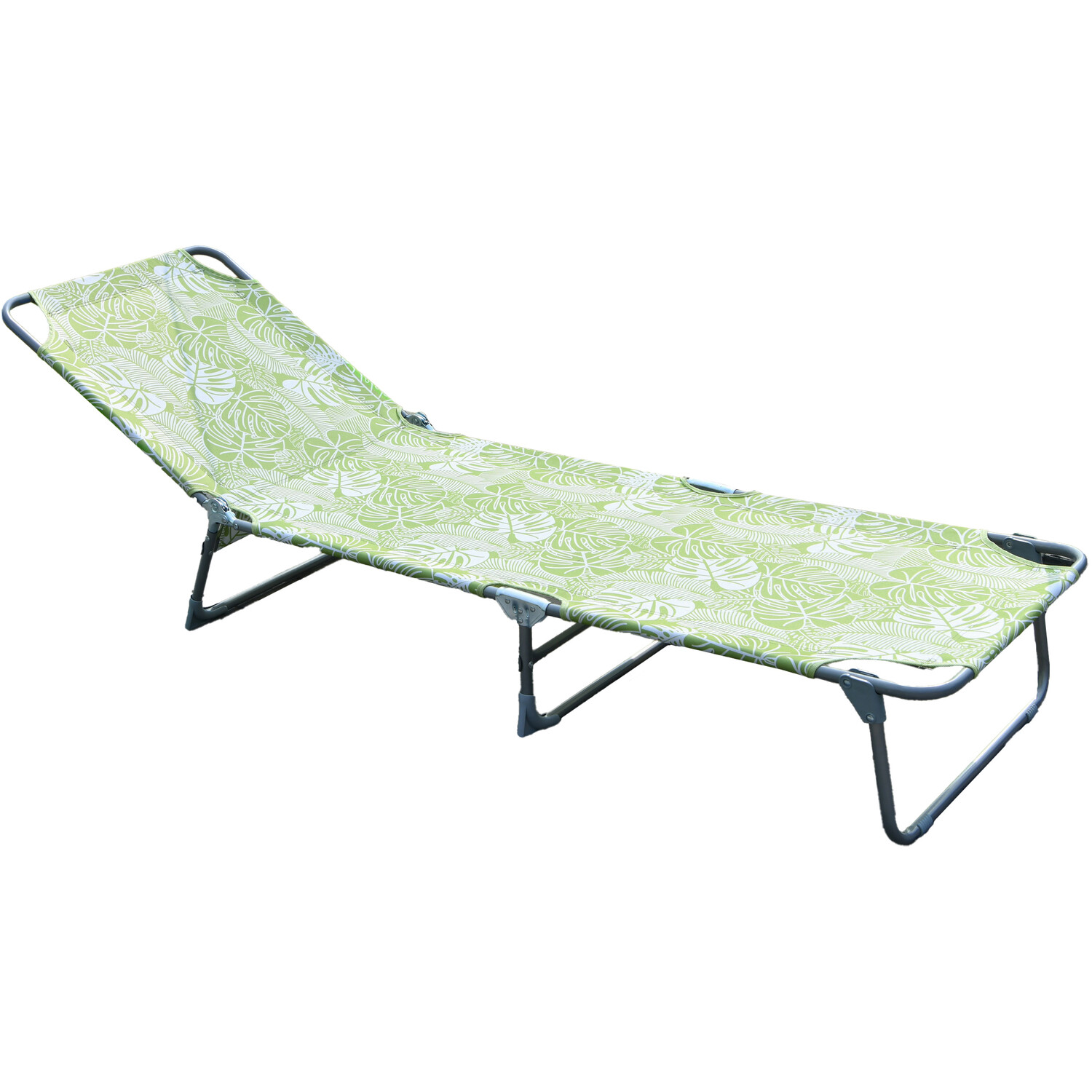 Tropical Leaf Sun Lounger - Green and White Image 8