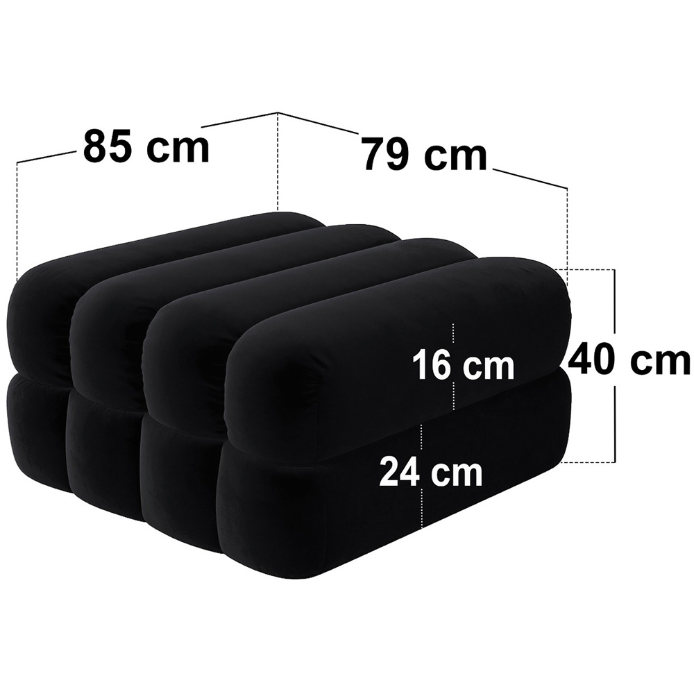 SOLACE+CO Halle Black 2 Seater Loveseat Sofa with Storage Footstool Image 8