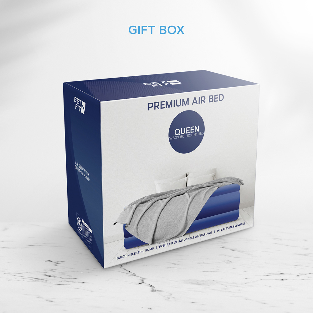 Get Fit Navy and White King Size Inflatable Air Bed with Built-in Electric Pump Image 8