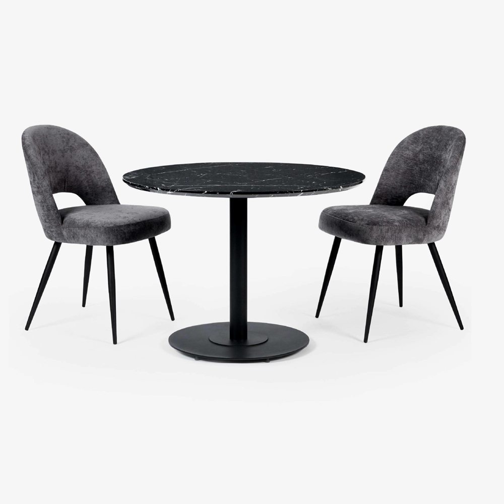 Julian Bowen Luca 2 Seater Marble-Effect Round Dining Table Black Image 3
