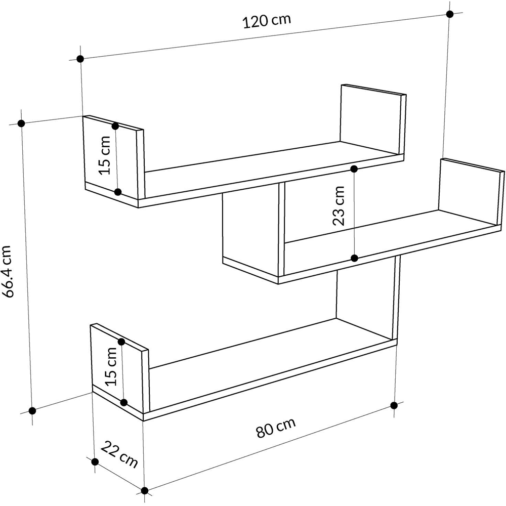 Decortie Tibet Gold Marble Effect 3 Tier Wall Mounted Bookcase Display Unit Image 7
