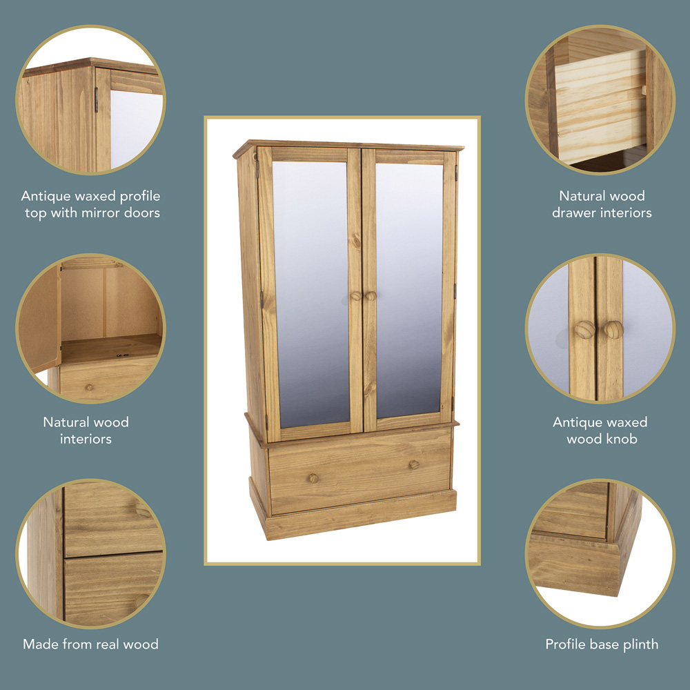 Core Products Cotswold 2 Door Single Drawer Mirror Wardrobe Image 7