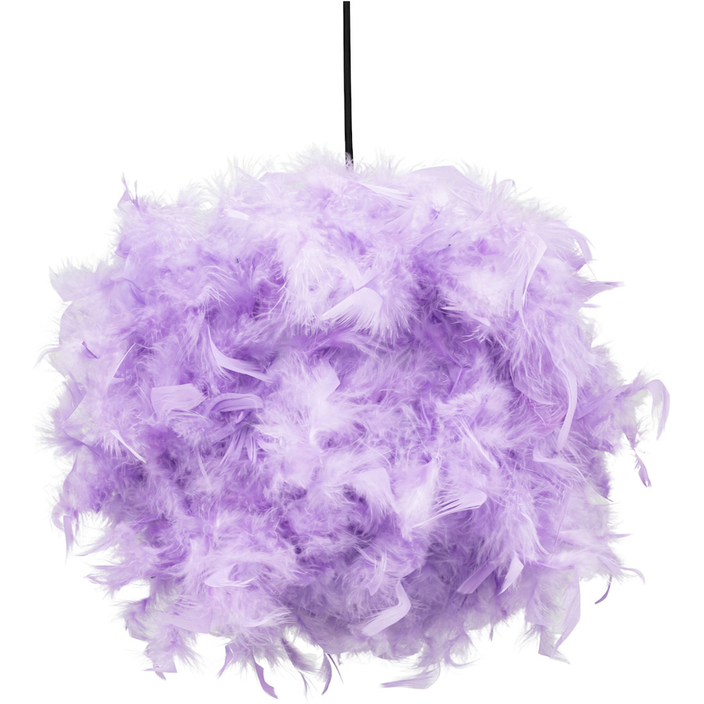 Happy Homewares Lilac Feather Decorated Pendant Shade Image 1
