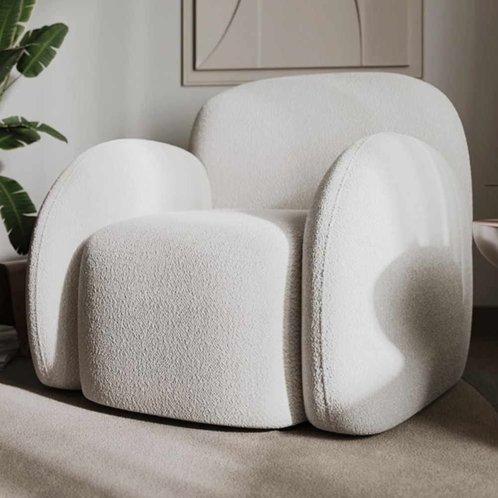 Flair Nina Cream Boucle Teddy Accent Chair Image 1