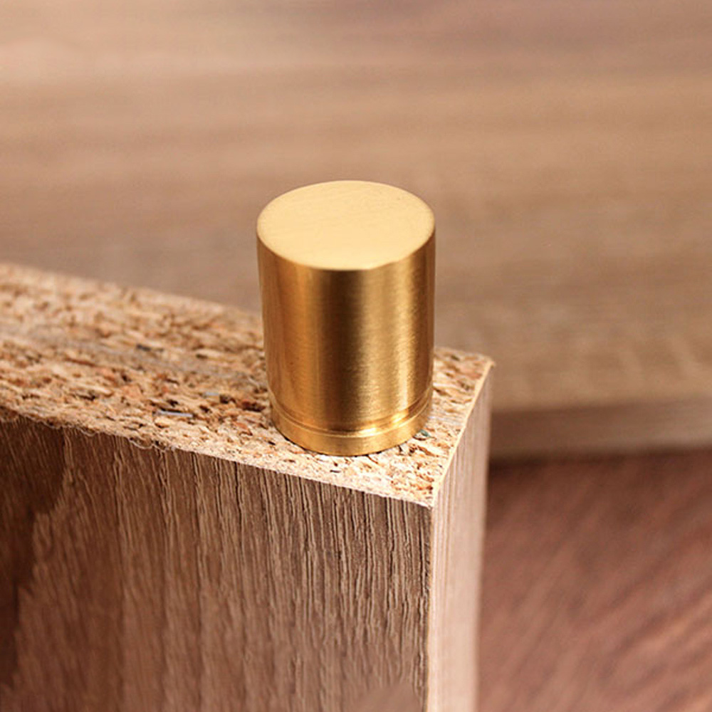 Spira Brass Satin Brass Cylinder Pull Cupboard Handle Image 3