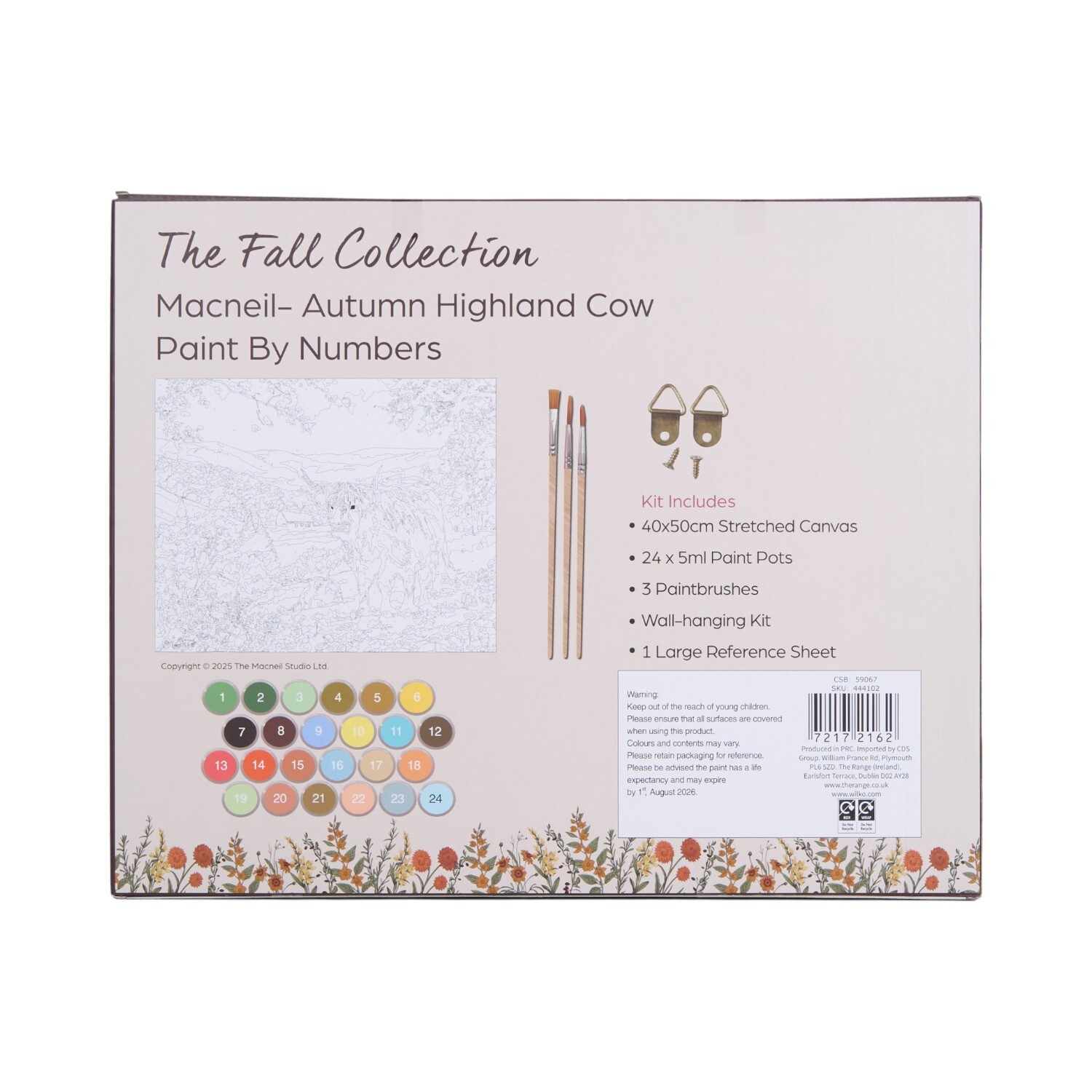 Macneil Autumn Highland Cow Paint By Numbers Kit White Image 2