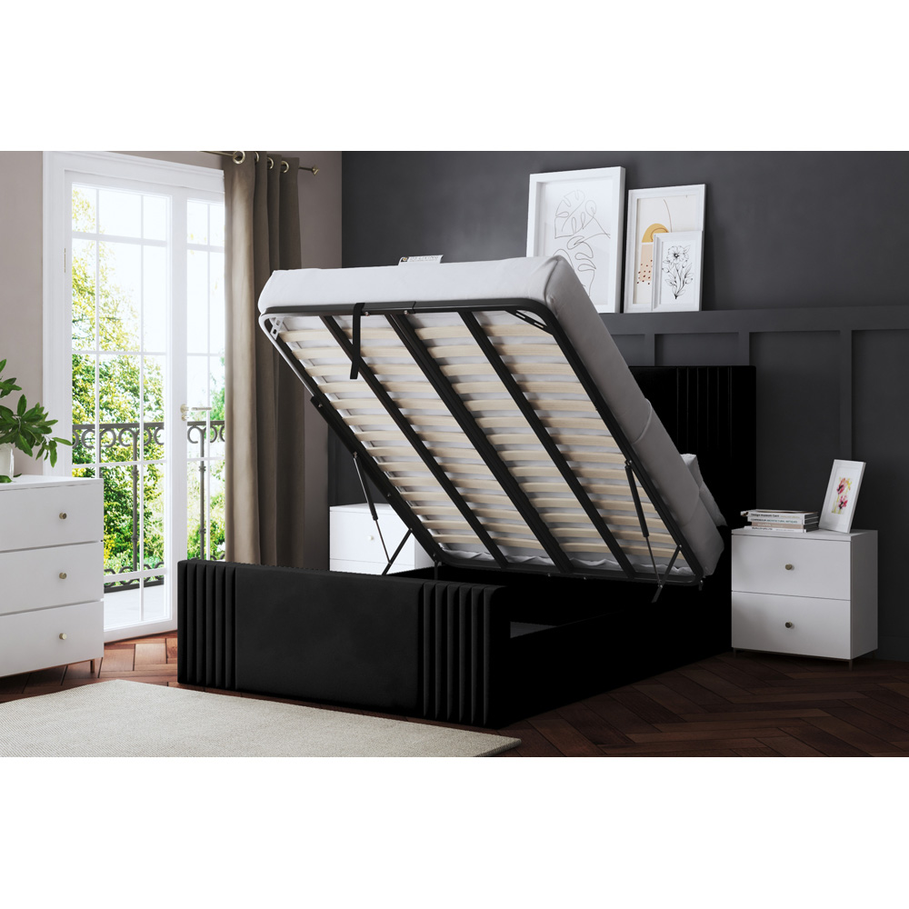 DS Living Elara Double Black Winged Panel Ottoman Bed with Headboard Image 5