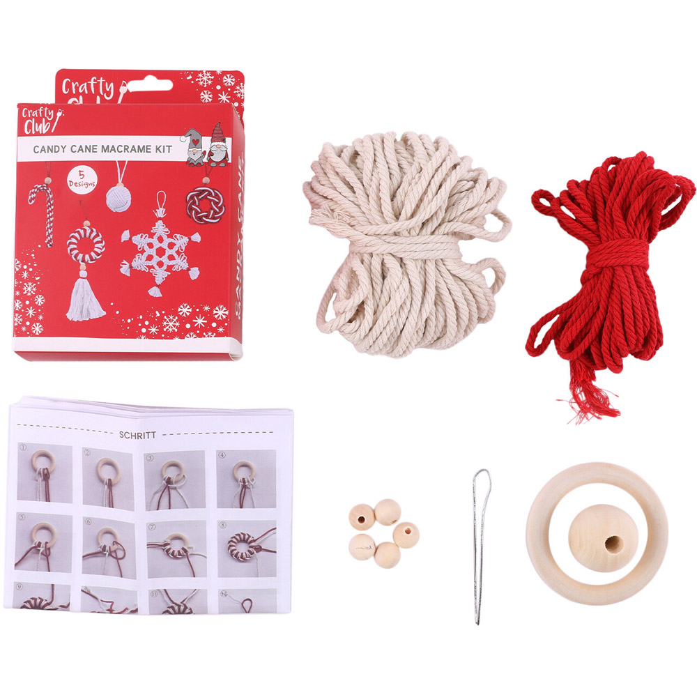 Crafty Club Christmas Candy Cane Macrame Kit - Red & White Image 2