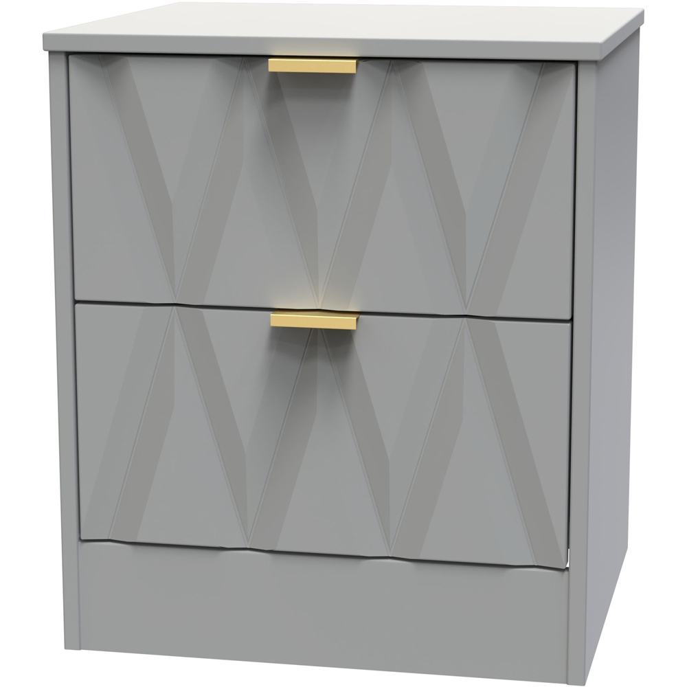 Crowndale Las Vegas 2 Drawer Dusk Grey Bedside Table Ready Assembled Image 2