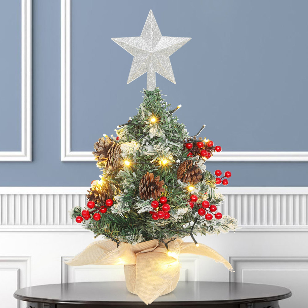 Living and Home Pre-Lit Tabletop Christmas Tree with Star Topper Image 2