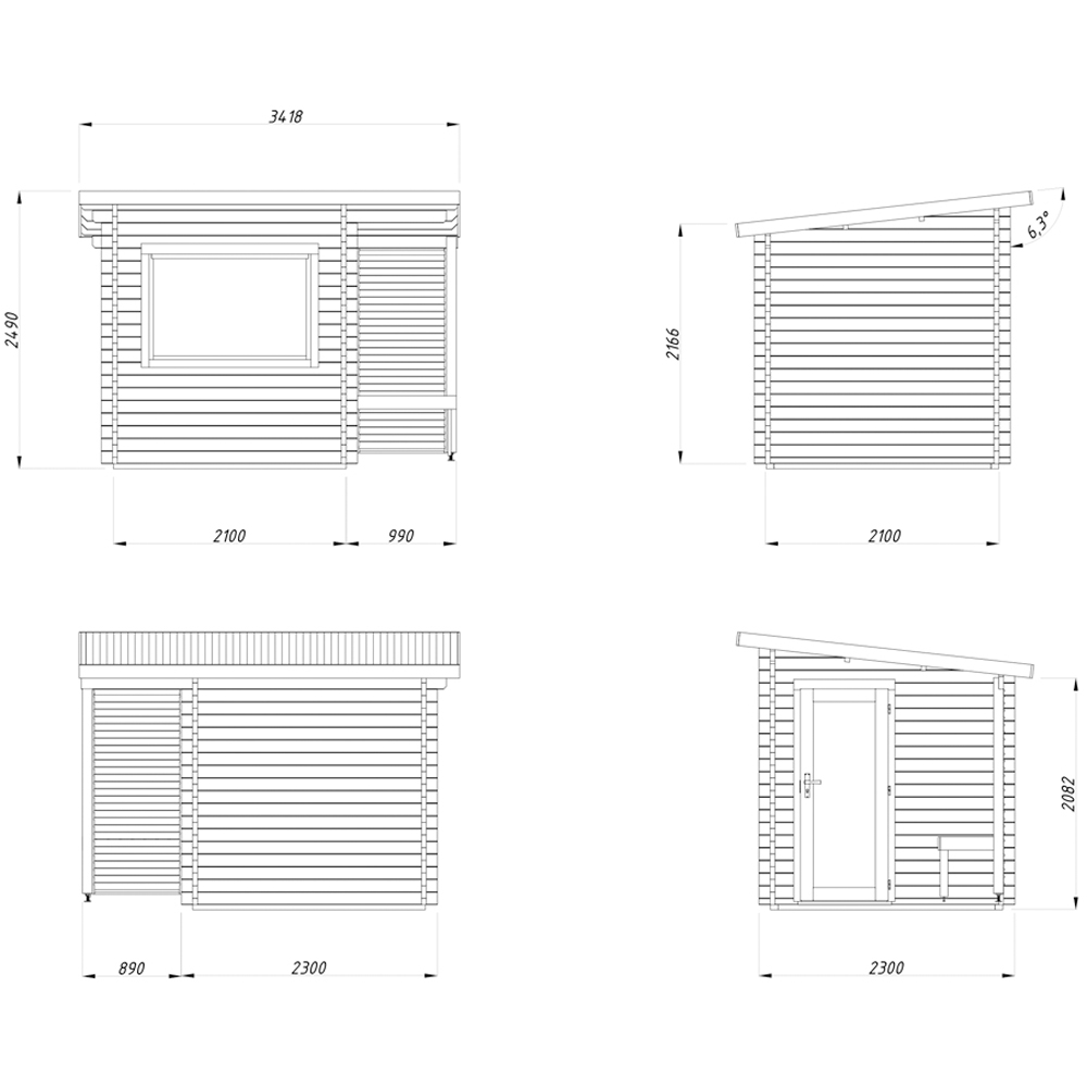 Palmako Sanna 6.8 x 6.8ft Pent Outdoor Sauna Image 9
