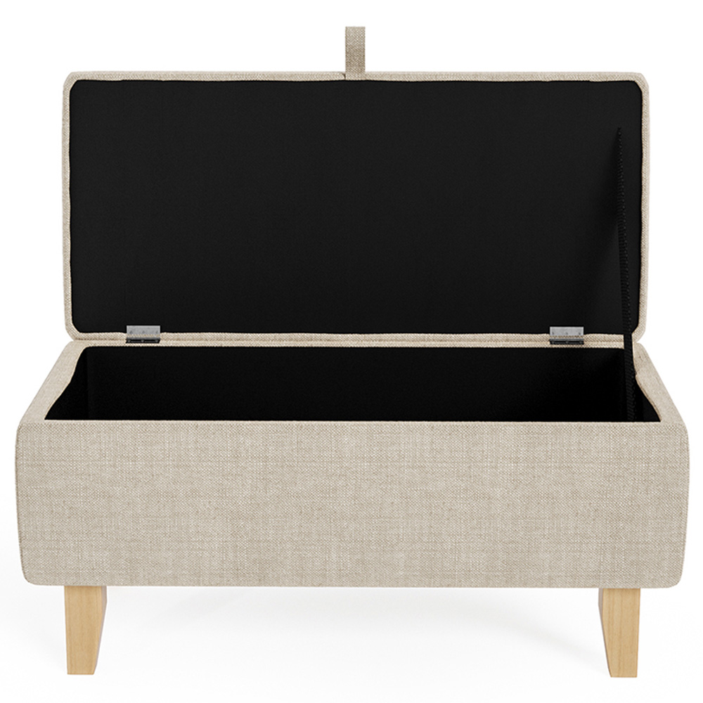 Living and Home 2 in 1 Cream Linen Upholstered Storage Ottoman Image 7