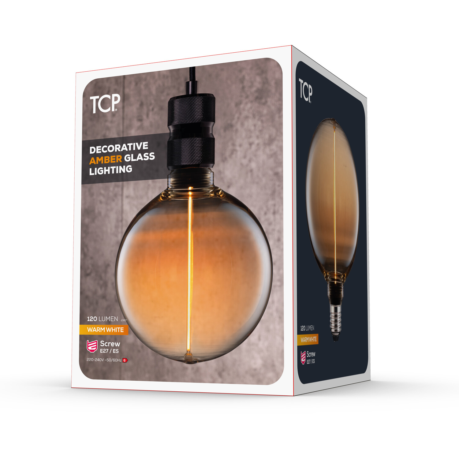 TCP Filament Amber Globe G95 120L E27 Warm White Bulb Image 3