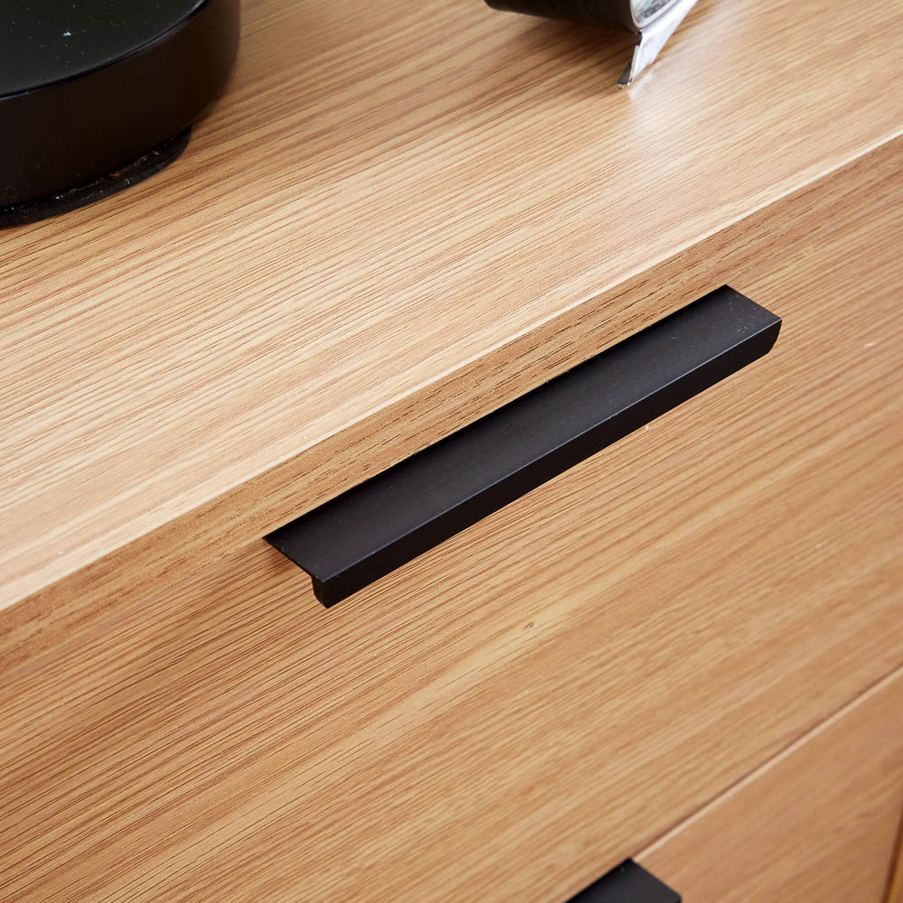 Home Source Phoenix 3 Drawer Oak Effect Bedside Table Image 4