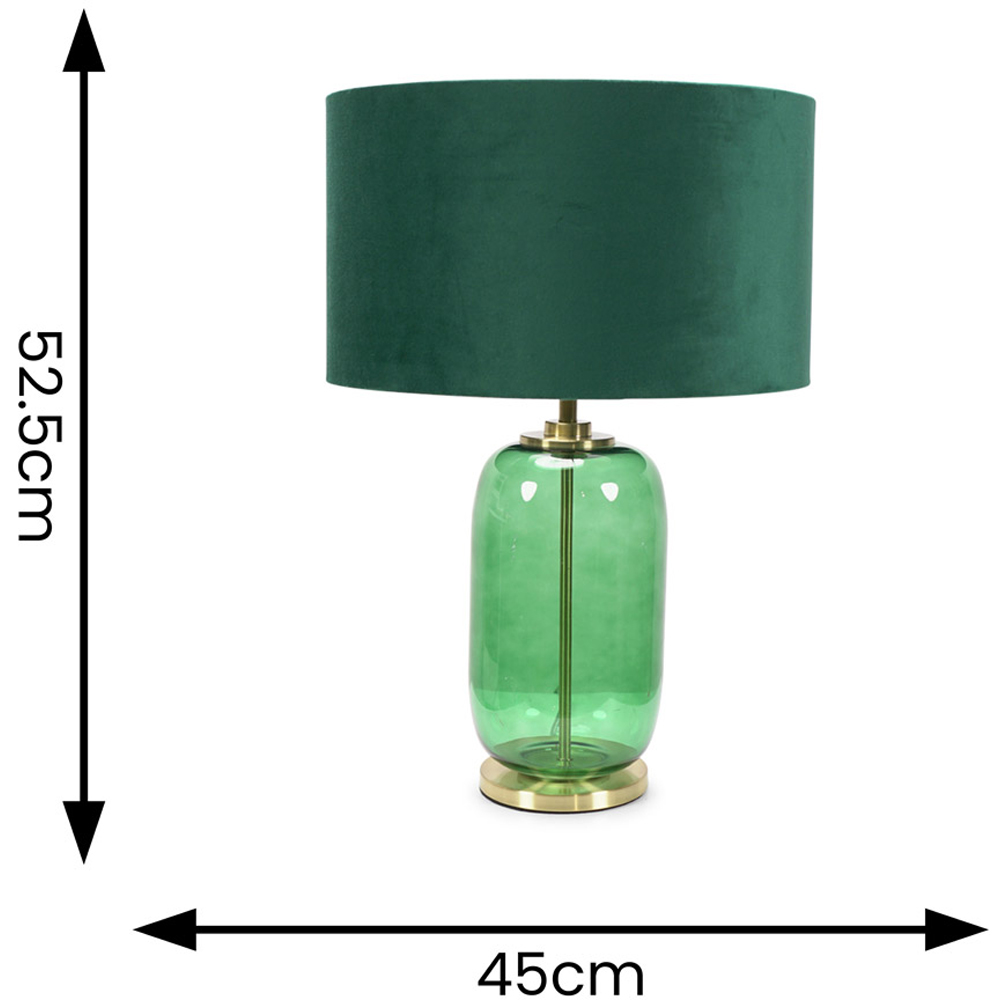 ValueLights Leigh Reni Green Velvet Shade Forest Green Glass LED Table Lamp Image 4