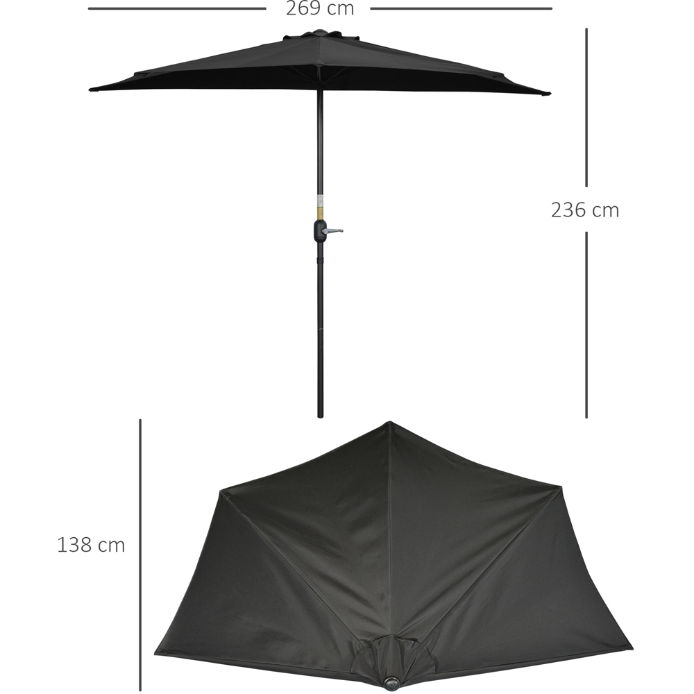 Outsunny Black Half Parasol 2.7m Image 7