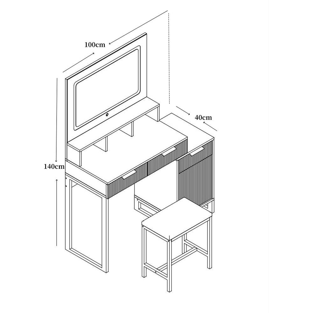Kosy Koala Luna 2 Drawer LED Mirror Dressing Table with Stool Image 7