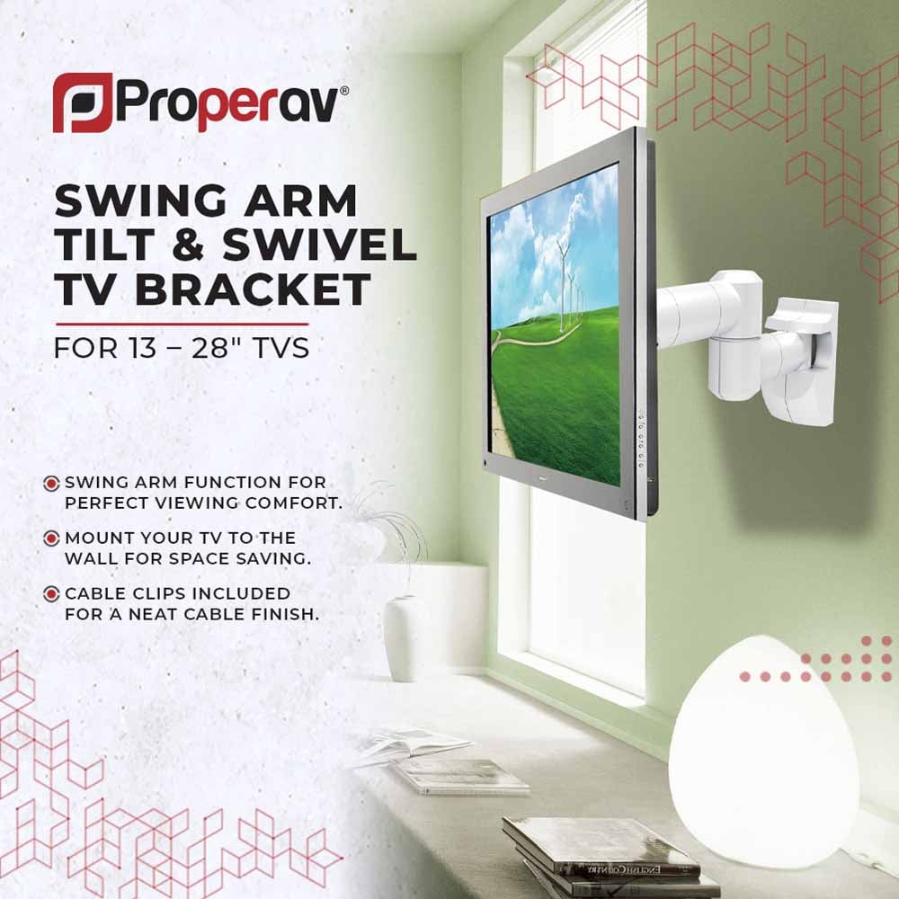 Properav White Swing Arm TV Wall Bracket 13 to 28 inch Image 3