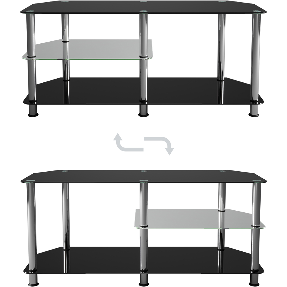 AVF Classic 3 Shelf Black Glass and Chrome Corner TV Stand Image 4
