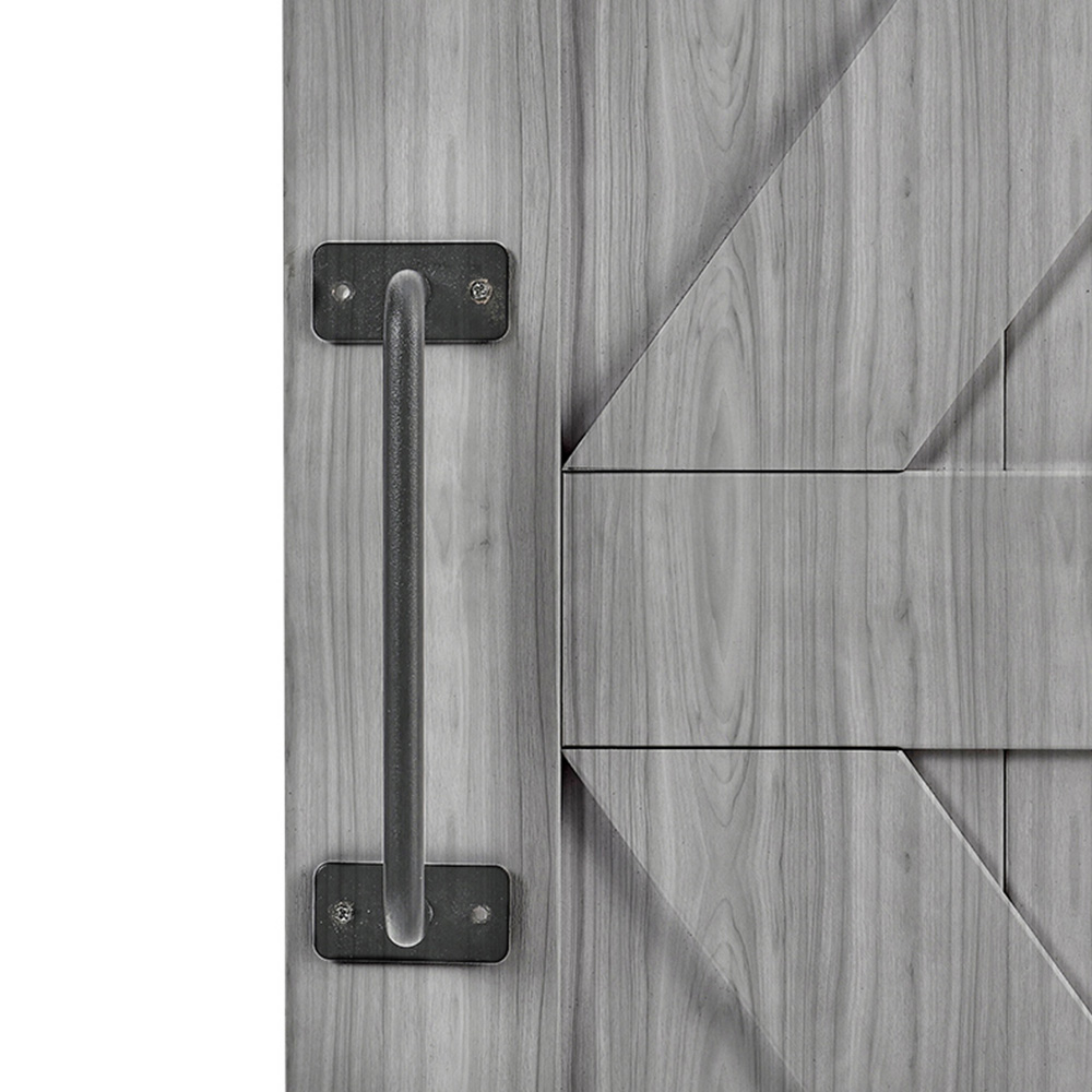 Living and Home Grey Country Style Wooden Barn Sliding Internal Door Kit with Handle 910 x 2130mm Image 5