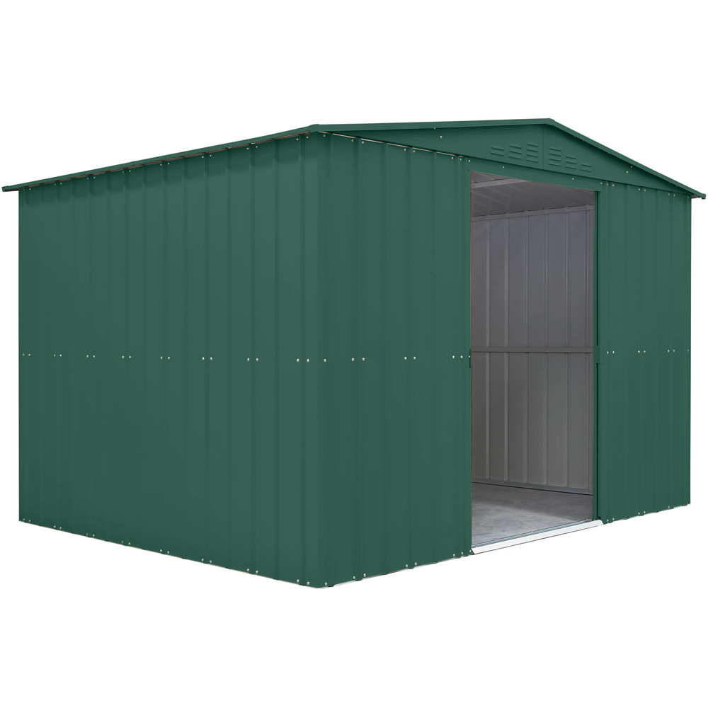 Globel 10 x 8ft 2 Door Green Metal Apex Garden Shed Image 2