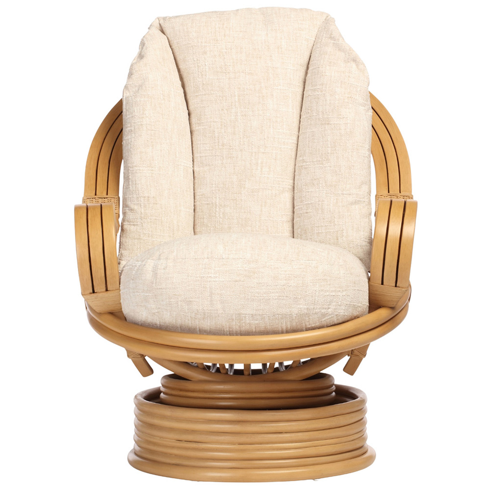 Desser Furniture Centurion Natural Rattan and Cotton Cream Rocking Swivel Chair Image 3