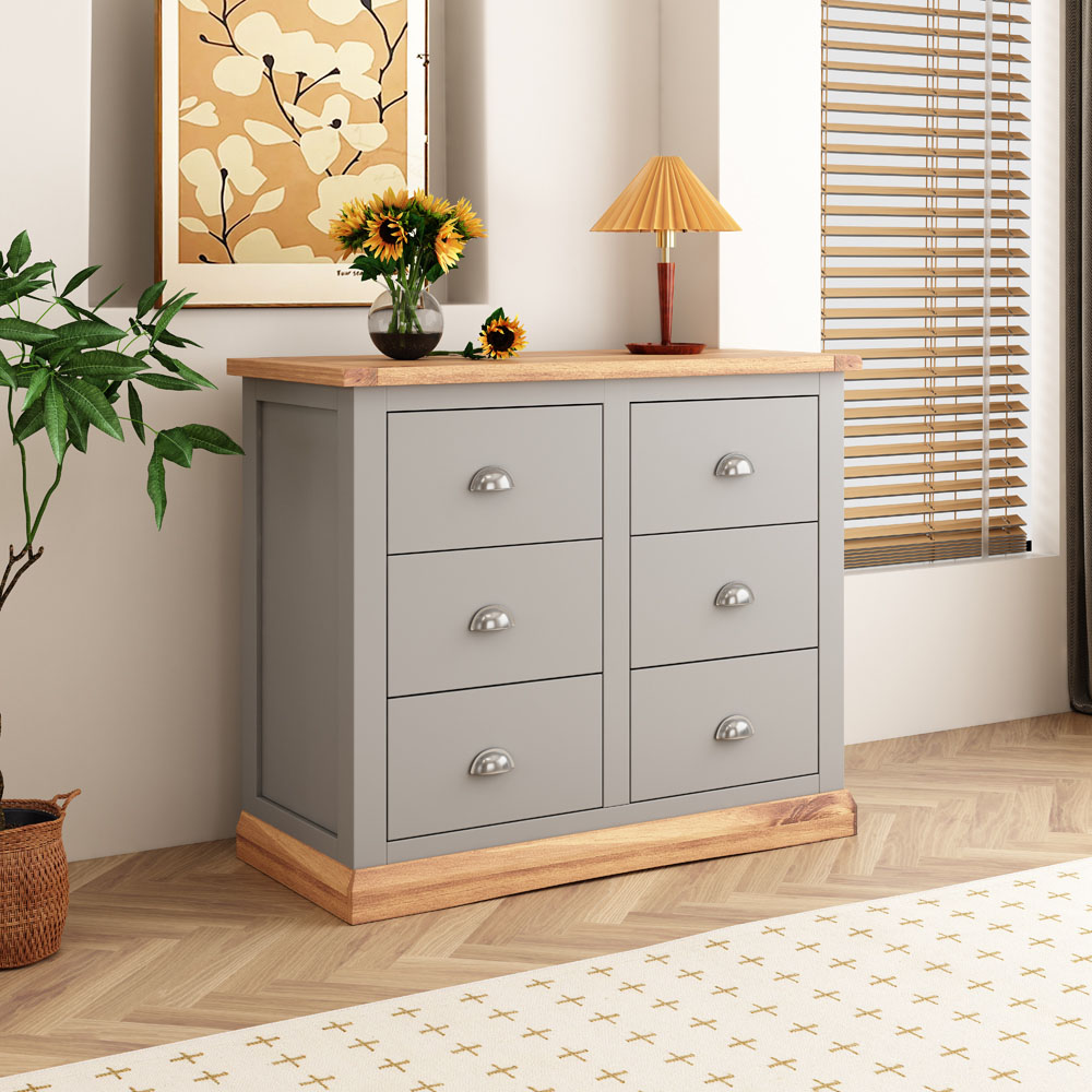 Cabinet Bits Bomporto 6 Drawer Grey Chrome Cup Handle Chest of Drawers Image 5