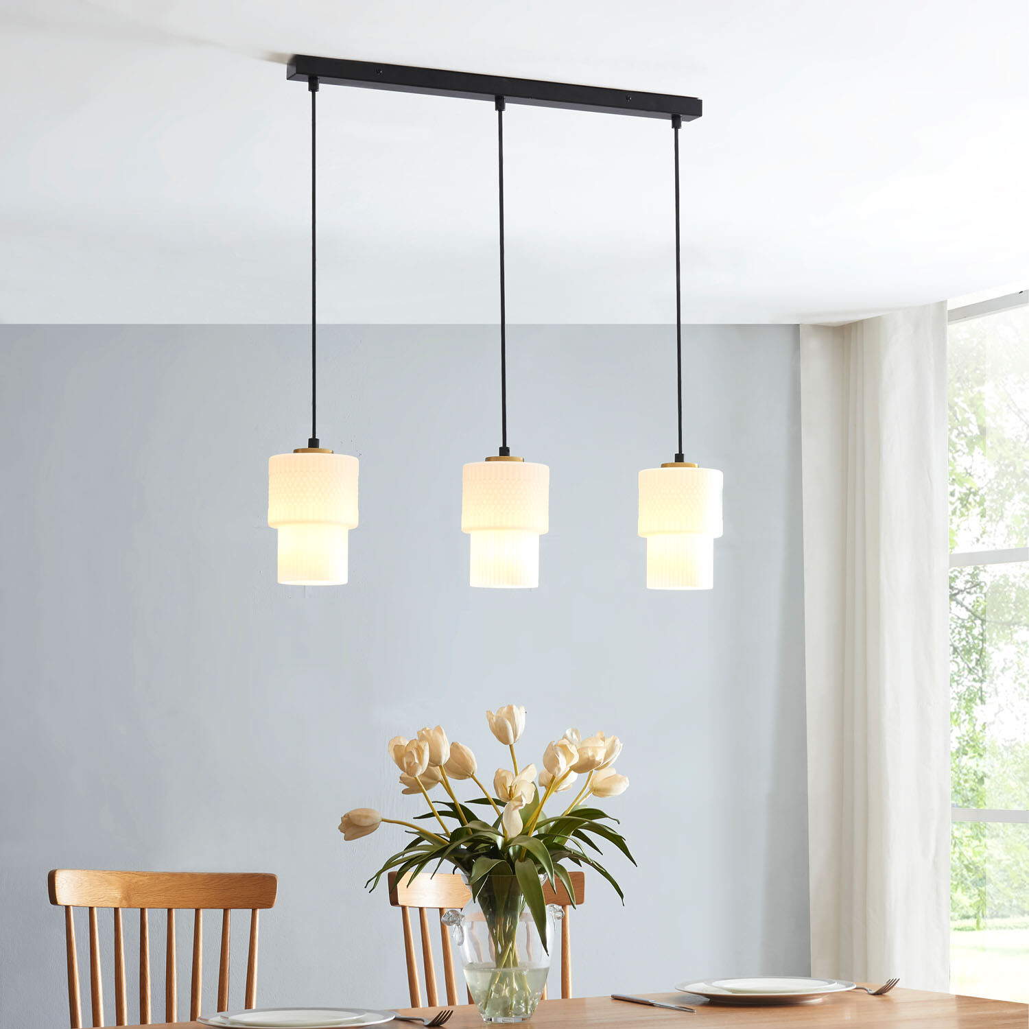 Singapore 3 Light Ceiling Fitting - Black Image 3