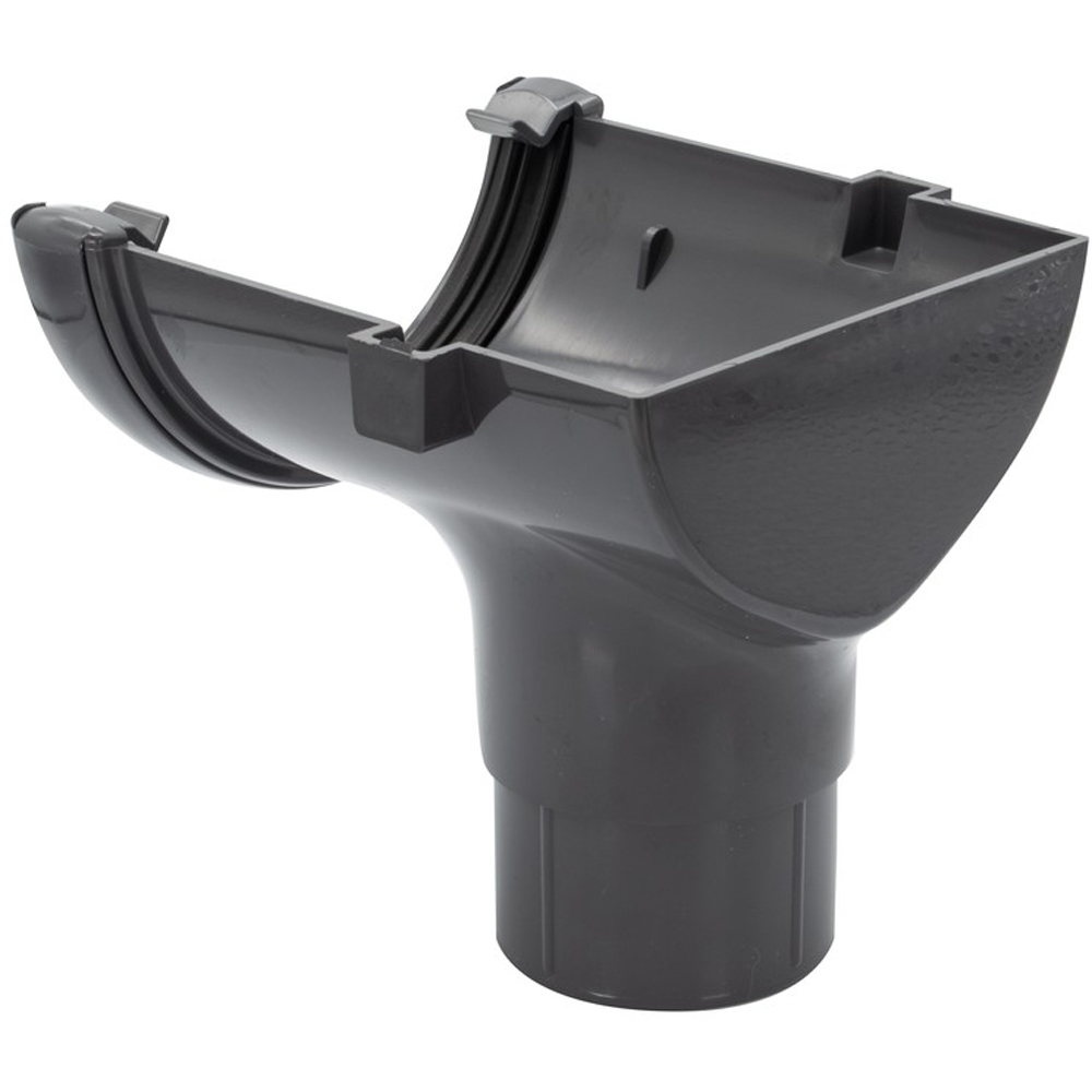 FloPlast Half Round Gutter Stopend Outlet Anthracite Grey 112mm Image 4