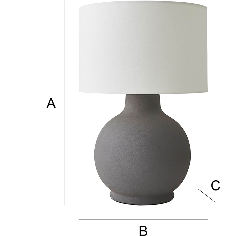 ValueLights Blair Natural Linen Shade Grey Stone Hand Finished Ceramic LED Table Lamp Image 7
