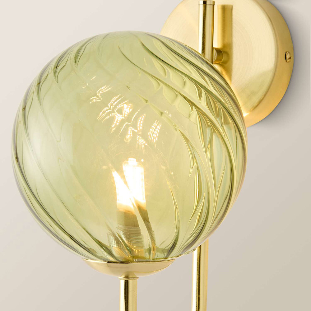 ValueLights Sydney Glass Swirl Shade Gold Metal Wall Lights and Bulb 2 Pack Image 3