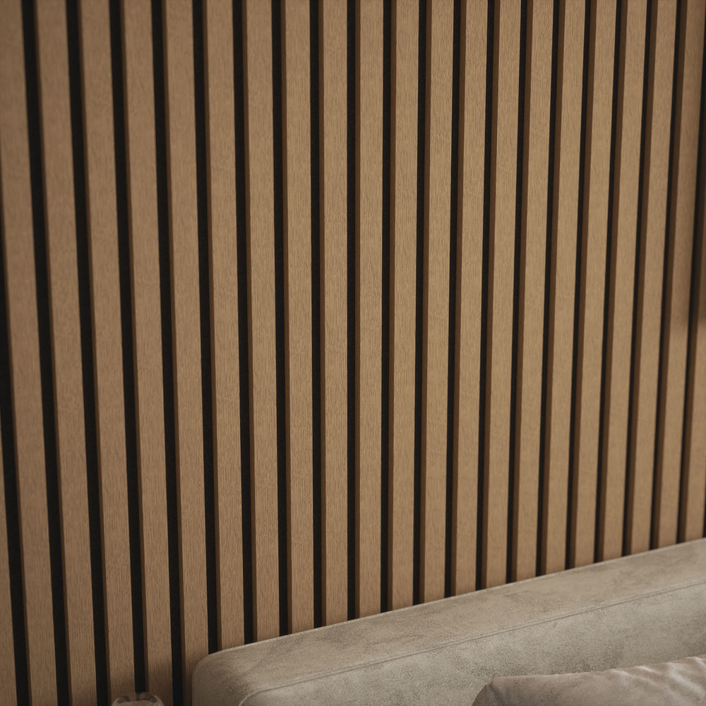 Kraus Easy Living Medium Oak Acoustic Slat Wall Panel 240 x 60cm Image 7